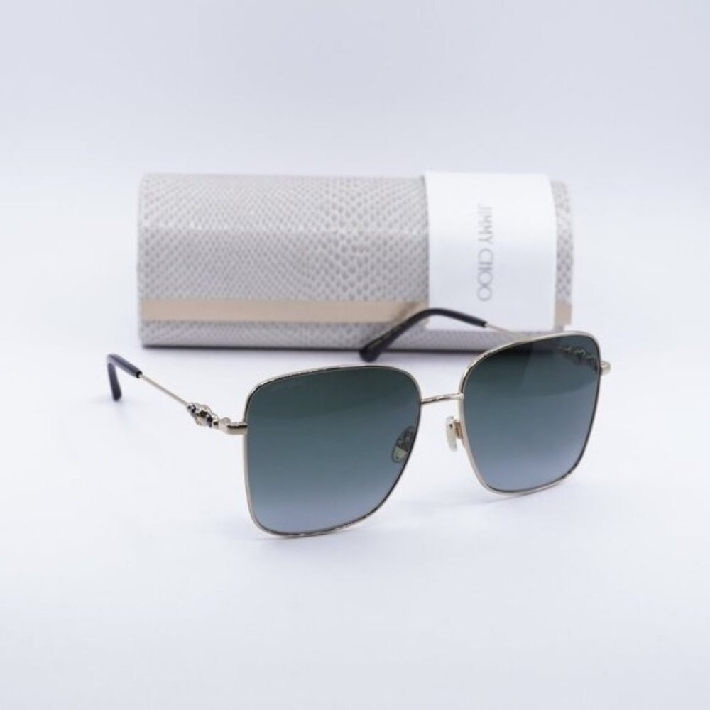Jimmy Choo HESTER/S 02M2 9O Square Sunglasses - Black Gold/Grey Gradient